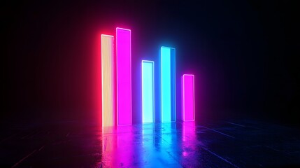 Fototapete - Dynamic Futuristic Bar Chart with Neon Glow for Advanced Data Visualization