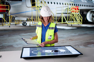 Leinwandbilder - 3D CAD Engineer Creating Aircraft Design On Computer