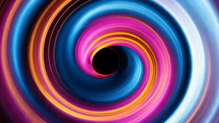 Poster - Swirling Light Tunnel With Vibrant Neon Pink and Blue Colors On Dark Background Abstract Digital Art and Modern Dynamic Design Element