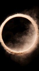Poster - Expanding Beige Dust Ring in Dark Background
