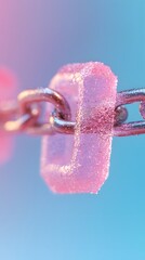 Poster - Pink Glitter Chain Link on Blue Background