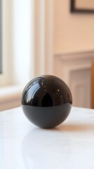 Poster - Glossy Black Sphere on Marble Surface