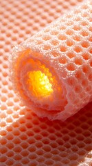Poster - Glowing Orange Honeycomb Pattern Abstract Background