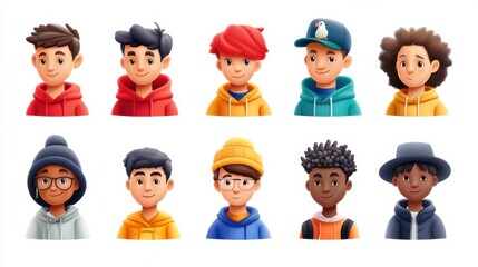 Poster - People avatar profile icons set vector illustration isolated on white background