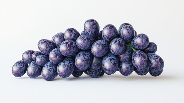 Ripe, juicy purple grape cluster isolated on white background