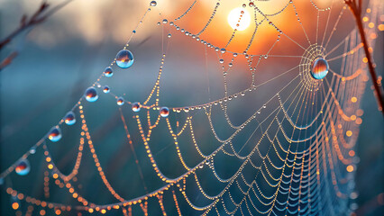 spider web in the morning