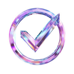 Poster - Iridescent Check Mark Isolated on White Background for Approval Concept