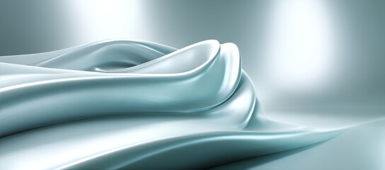 Poster - 3D Abstract Wave Shape with Soft Light and Shadow on White Background
