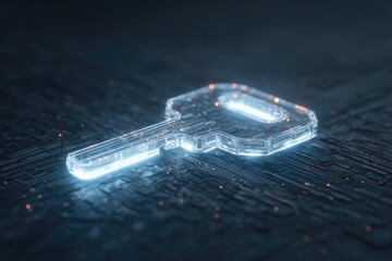 Leinwandbilder - Glowing Key Icon On Circuit Board Background