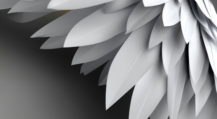 Poster - 3D Close-Up of Layered White Feathers on Grey Background