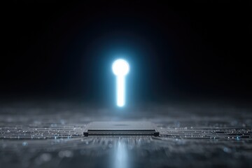 Leinwandbilder - Glowing Key Symbol On Futuristic Circuit Board