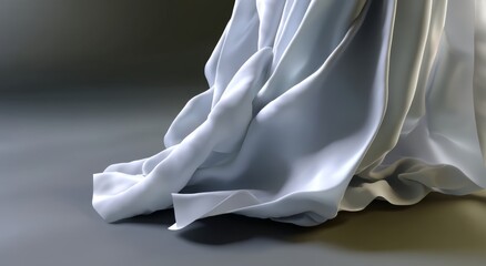 Poster - 3D White Fabric with Fluid Lines on Gradient Grey Background