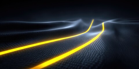 Poster - glowing yellow lines on dark textured background