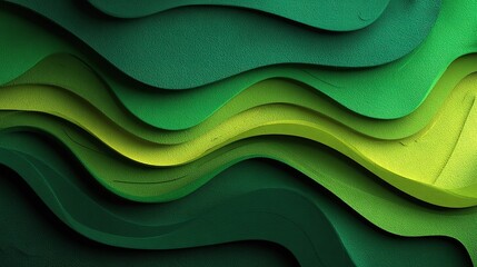Poster - Abstract Green Textured Waves in a 3D Layered Design