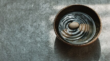 Poster - Calm Ripples on Water Surface in Shallow Ceramic Bowl