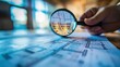 © Anum - Architectural plans being examined through a magnifying glass