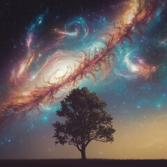 northern lights at night earth and tree below wonder and awe of nature ai generated image illustrati