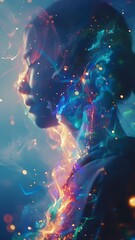 Wall Mural - A welder's blue energy creates light and smoke in the night space, a motion art illustration