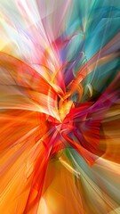 Wall Mural - Abstract colorful fractal pattern with bright rainbow spectrum design