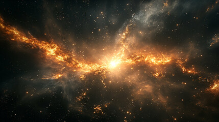 Wall Mural - Fiery cosmic nebula ablaze in deep space.