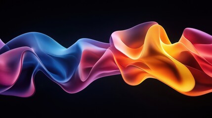 Poster - Abstract colorful spiral wave wallpaper on black background