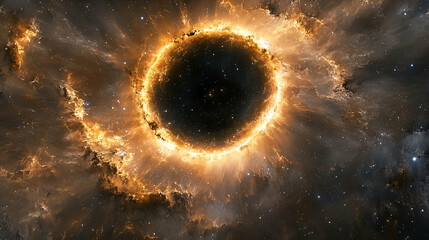 Wall Mural - Cosmic ring of fiery nebulae in space.