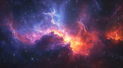 Wall Mural - Vibrant cosmic nebulae and distant stellar formations.