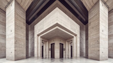 Poster - Symmetrical Modern Architectural Elements in Neutral Tones