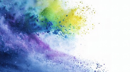 Poster - Vibrant Watercolor Splash in Pastel Shades from One Corner