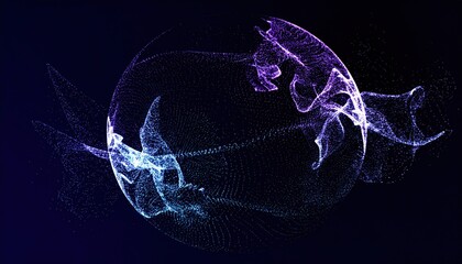 Poster - Dynamic motion of particles in a cosmic sphere digital art abstract environment high-tech viewpoint