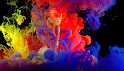 Poster - Dynamic color explosion studio abstract art dark environment close-up view vibrant creativity