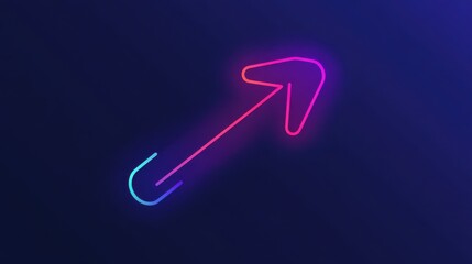 Poster - arrow left neon icon. Simple thin line, outline vector of Arrow icons for UI and UX, website or mobile application on dark blue gradient background illustration , no logos, no brands