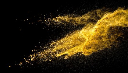 Poster - Explosive golden powder action abstract background visual art dynamic environment close-up view creative concept