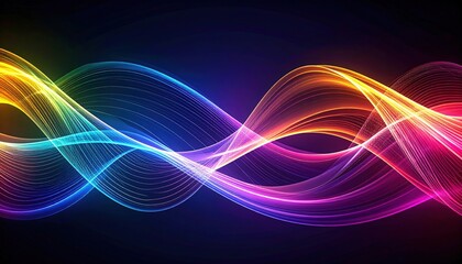 Poster - Dynamic color waves display abstract digital art dark background modern design high-energy concept