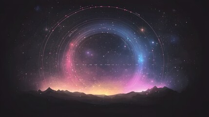 vibrant cosmic landscape with pink and purple nebula