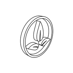 Poster - The outline of a large ecology symbol is made with black lines. 3D view of the object in perspective. Vector illustration on white background