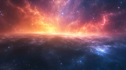Wall Mural - Vast cosmic landscape of vibrant nebulae and starry expanse.