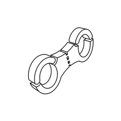 Poster - The outline of a large handcuffs symbol is made with black lines. 3D view of the object in perspective. Vector illustration on white background