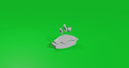 Poster - Isolated realistic white hot pie symbol front view with shadow. 3d illustration on green chroma key background