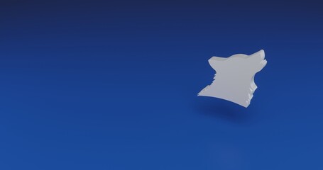 Poster - Isolated realistic white wolf head symbol with shadow. Located on the right side of the scene. 3d illustration on transparent background