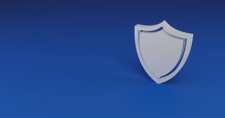 Poster - Isolated realistic white shield symbol with shadow. Located on the right side of the scene. 3d illustration on transparent background