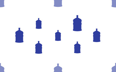 Poster - Seamless pattern of large isolated blue a large bottle of water symbols. The pattern is divided by a line of elements of lighter tones. Illustration on light transparent background