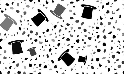 Poster - Abstract seamless pattern with top hat symbols. Creative leopard backdrop. Illustration on transparent background