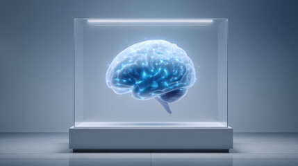 Poster - Futuristic brain digital neural network artificial intelligence technology science innovation glass display modern