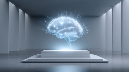 Poster - Holographic brain digital intelligence artificial intelligence technology futuristic innovation science glowing