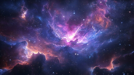 Wall Mural - Celestial nebula showcasing vibrant cosmic clouds.