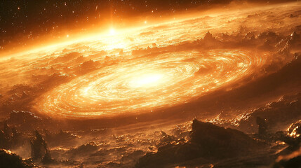 Wall Mural - A swirling, vibrant galaxy ablaze with intense light.