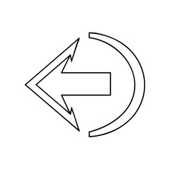 Poster - Thin Line Left Arrow Contour Icon with Curved Bracket  