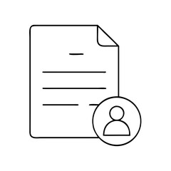 Poster - Document icon with user silhouette in minimalist design, contour icon, thin line  