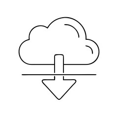 Poster - Cloud download icon in thin line style, contour icon